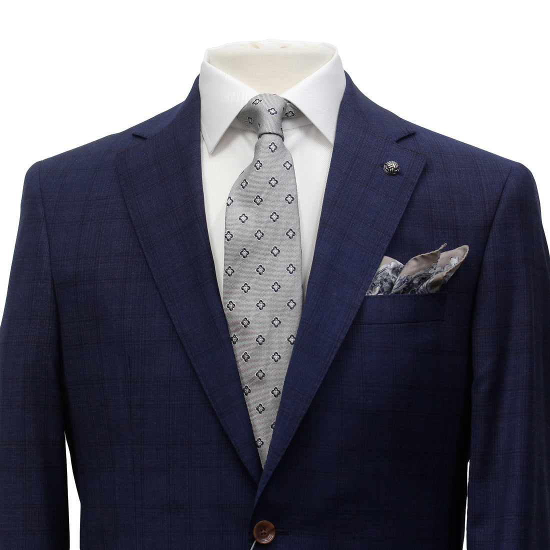 Deep Blue Check Modern Fit Esprit Super 110s Wool Suit - Jack Victor
