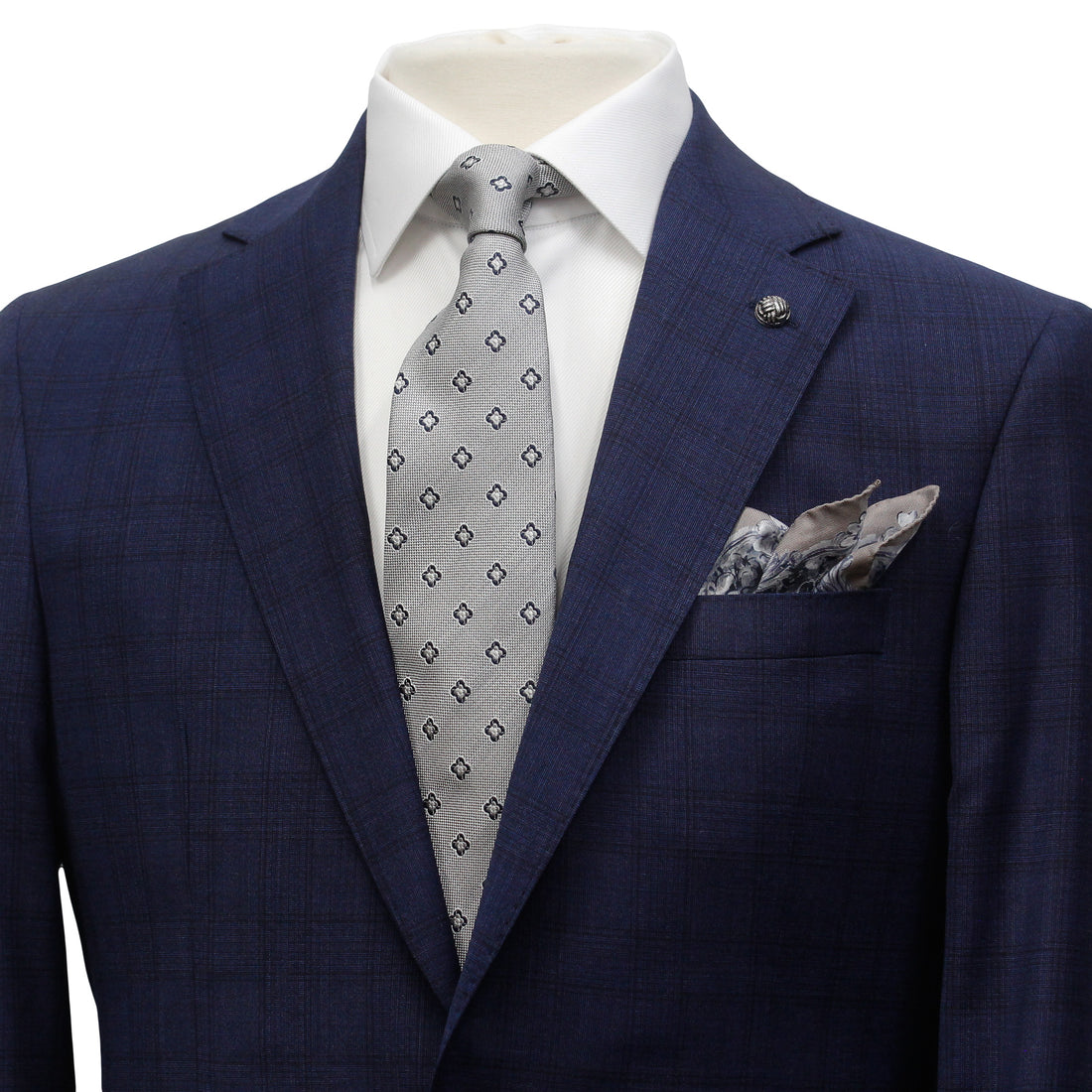 Deep Blue Check Modern Fit Esprit Super 110s Wool Suit - Jack Victor