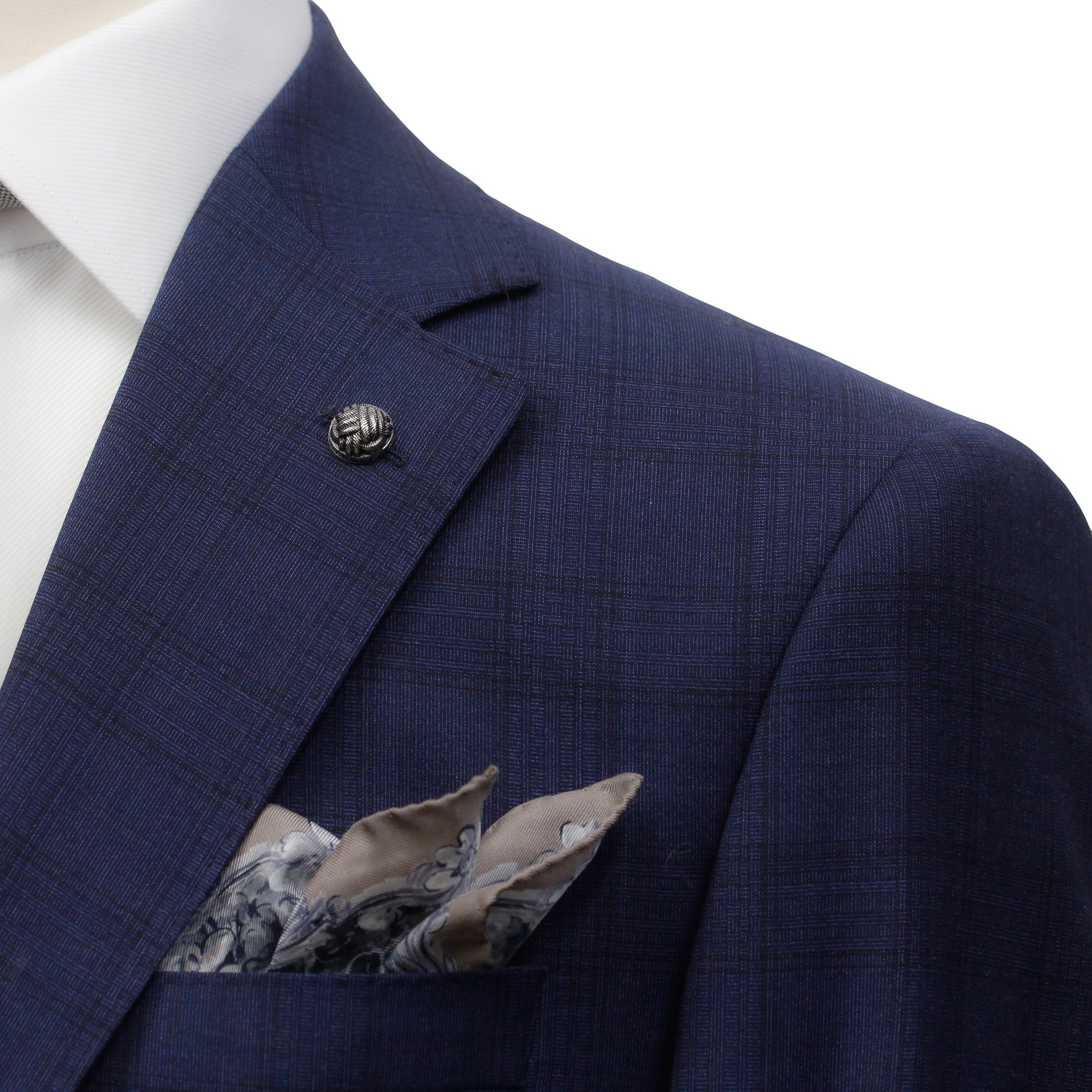Deep Blue Check Modern Fit Esprit Super 110s Wool Suit - Jack Victor