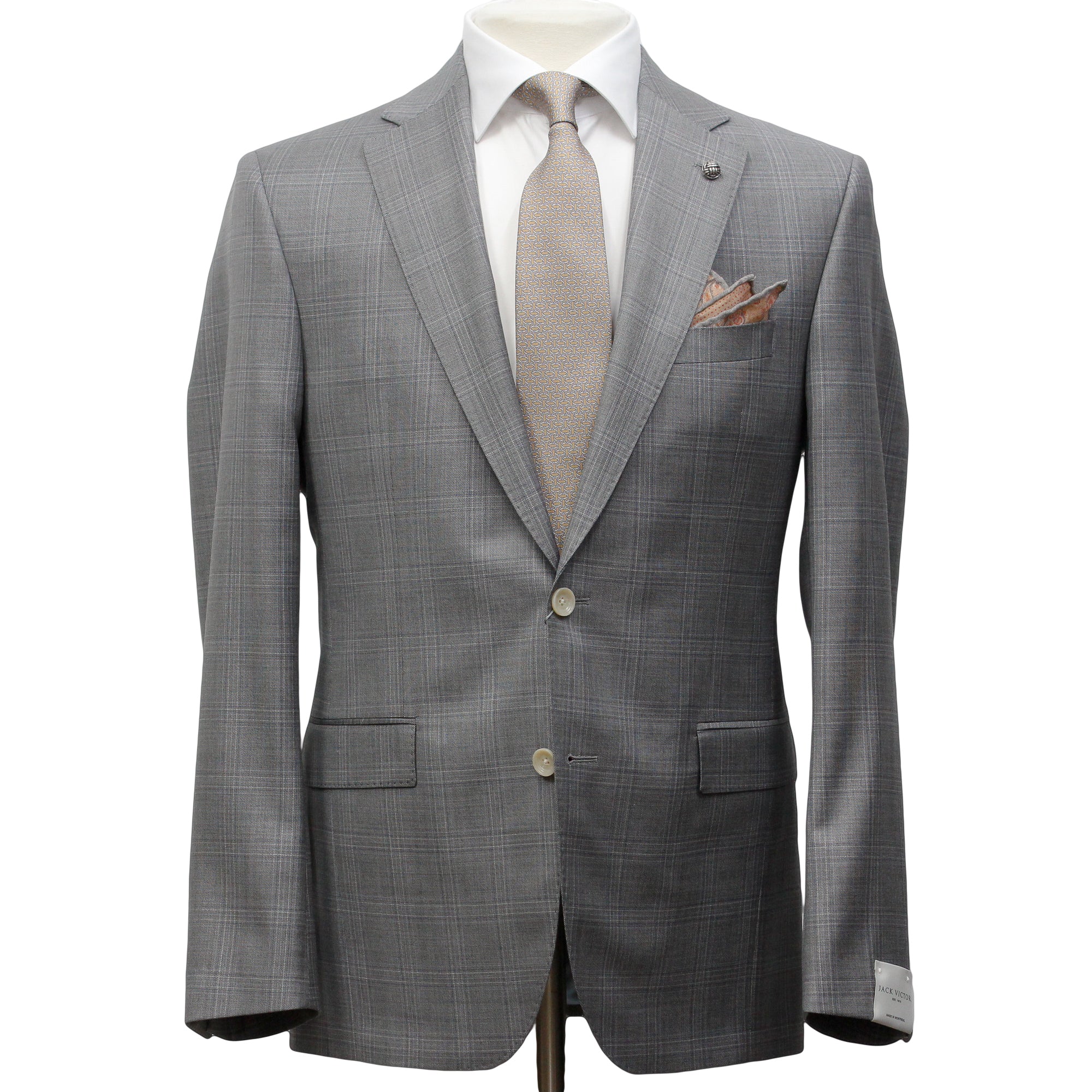 Mid-Gray Check Esprit Modern Fit Super 110s Wool Suit - Jack Victor