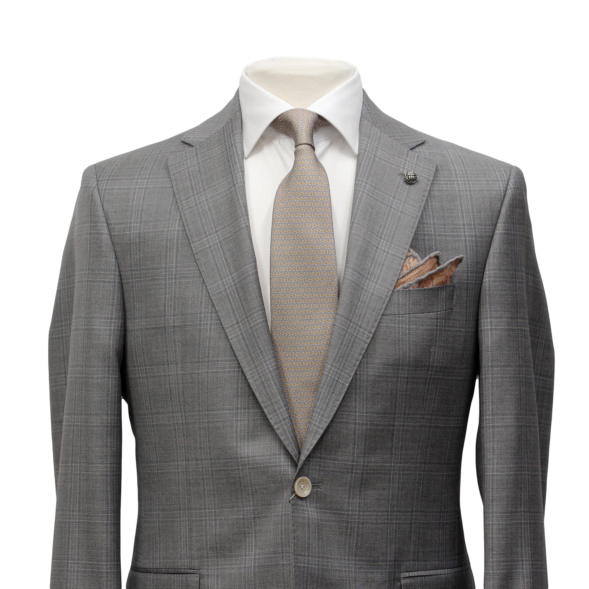 Mid-Gray Check Esprit Modern Fit Super 110s Wool Suit - Jack Victor