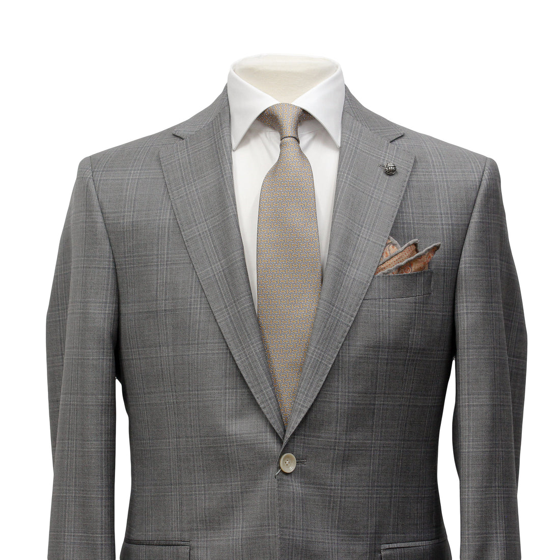 Mid-Gray Check Esprit Modern Fit Super 110s Wool Suit - Jack Victor