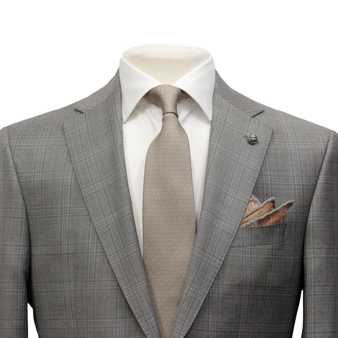 Mid-Gray Check Esprit Modern Fit Super 110s Wool Suit - Jack Victor