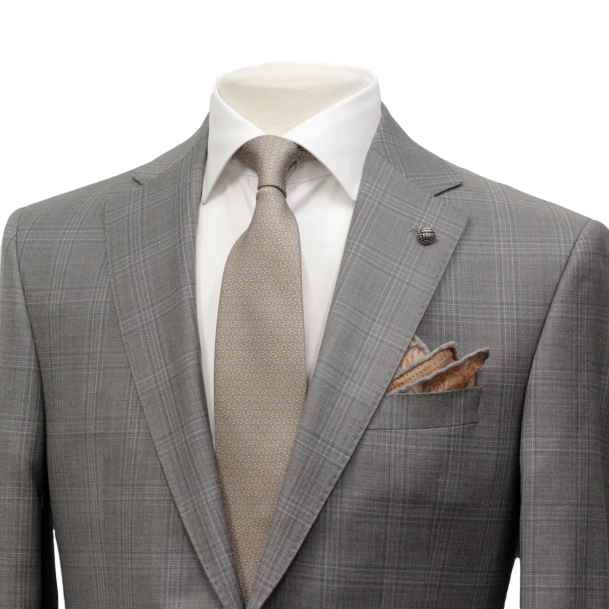 Mid-Gray Check Esprit Modern Fit Super 110s Wool Suit - Jack Victor
