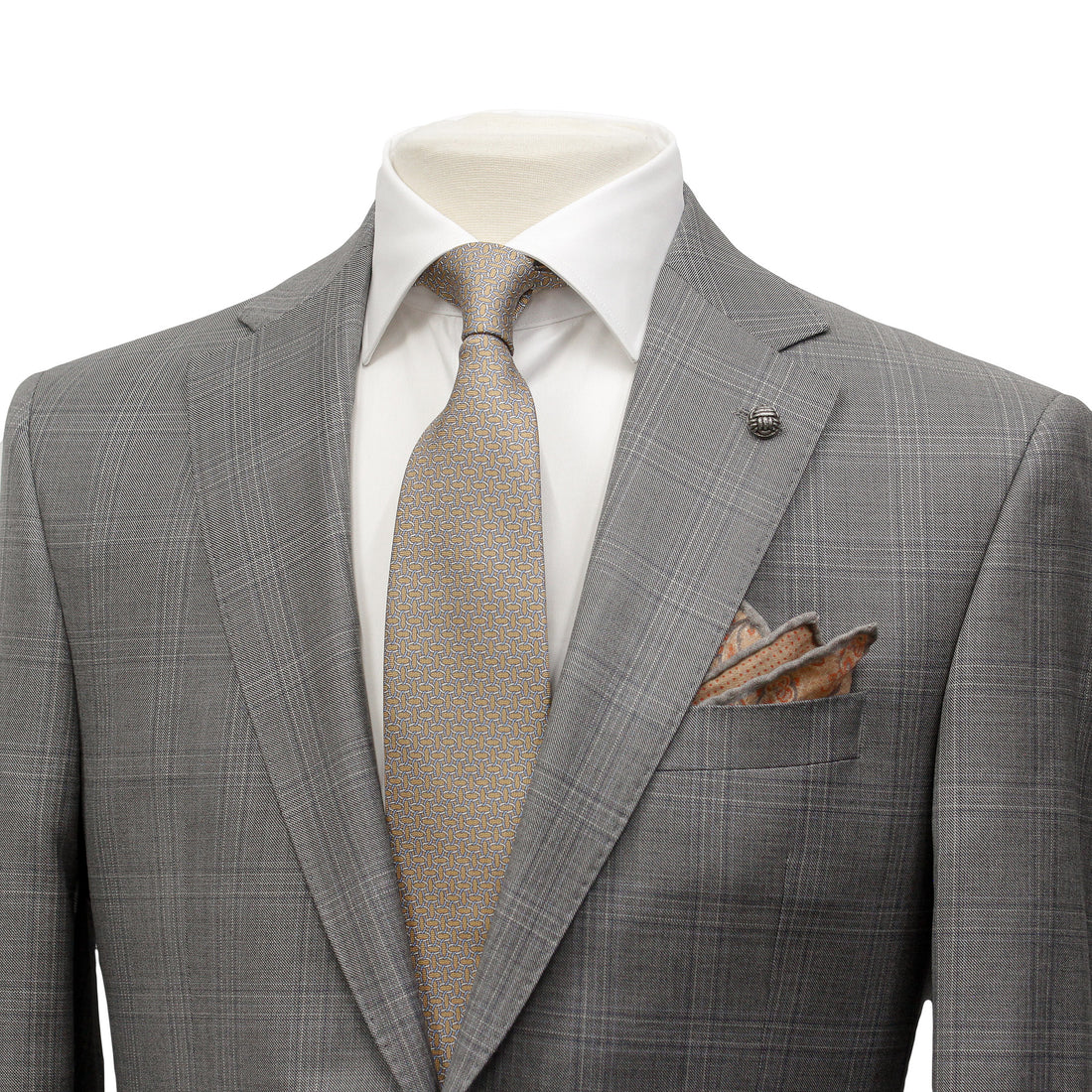 Mid-Gray Check Esprit Modern Fit Super 110s Wool Suit - Jack Victor