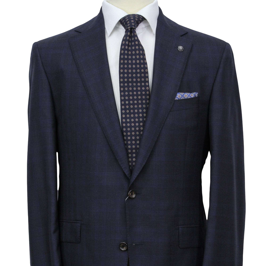 Blue Check Loro Piana Super 200's Wool Essence Modern Fit Suit - Jack Victor 1913