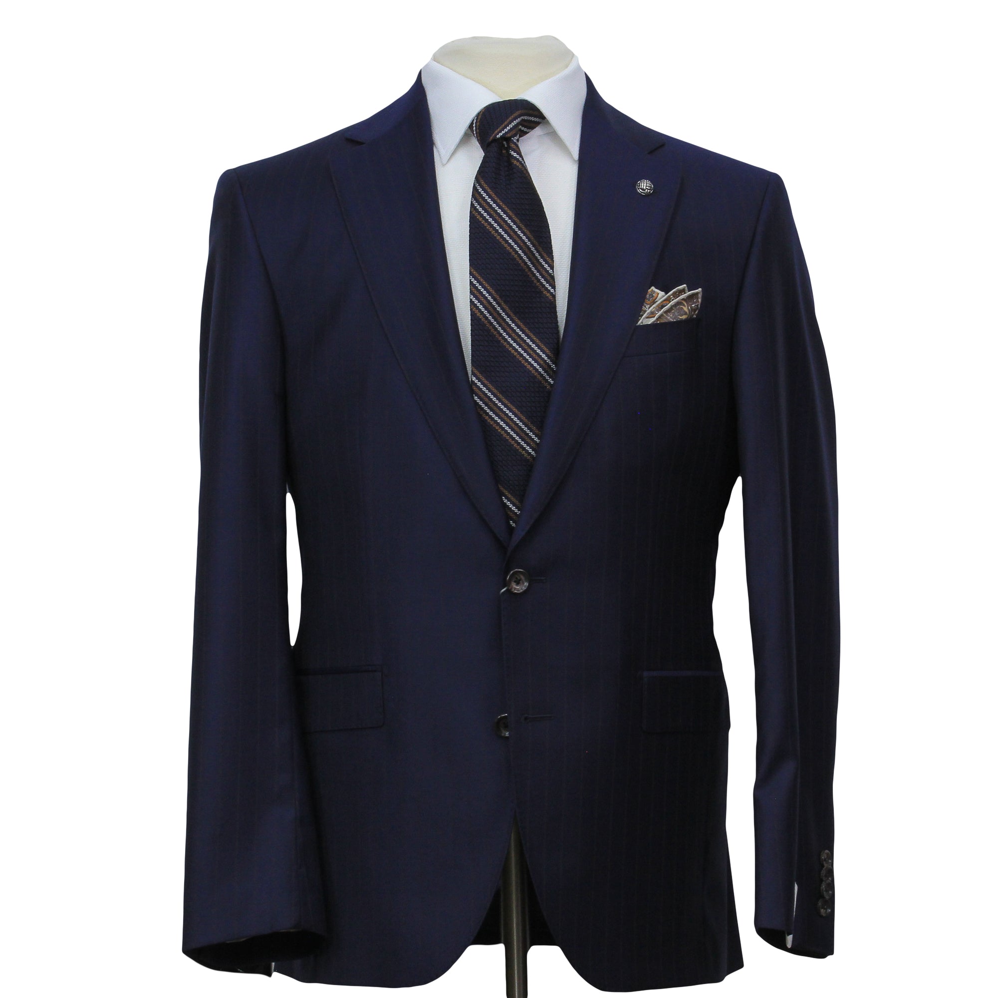 Blue Striped Loro Piana Super 170's Wool-Cashmere Modern Fit Suit - Jack Victor 1913