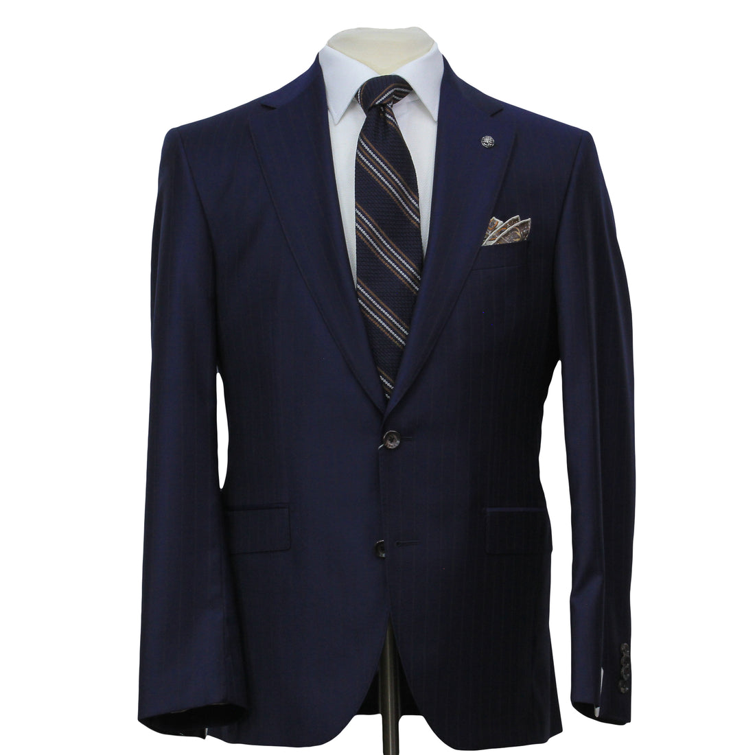Blue Striped Loro Piana Super 170's Wool-Cashmere Modern Fit Suit - Jack Victor 1913