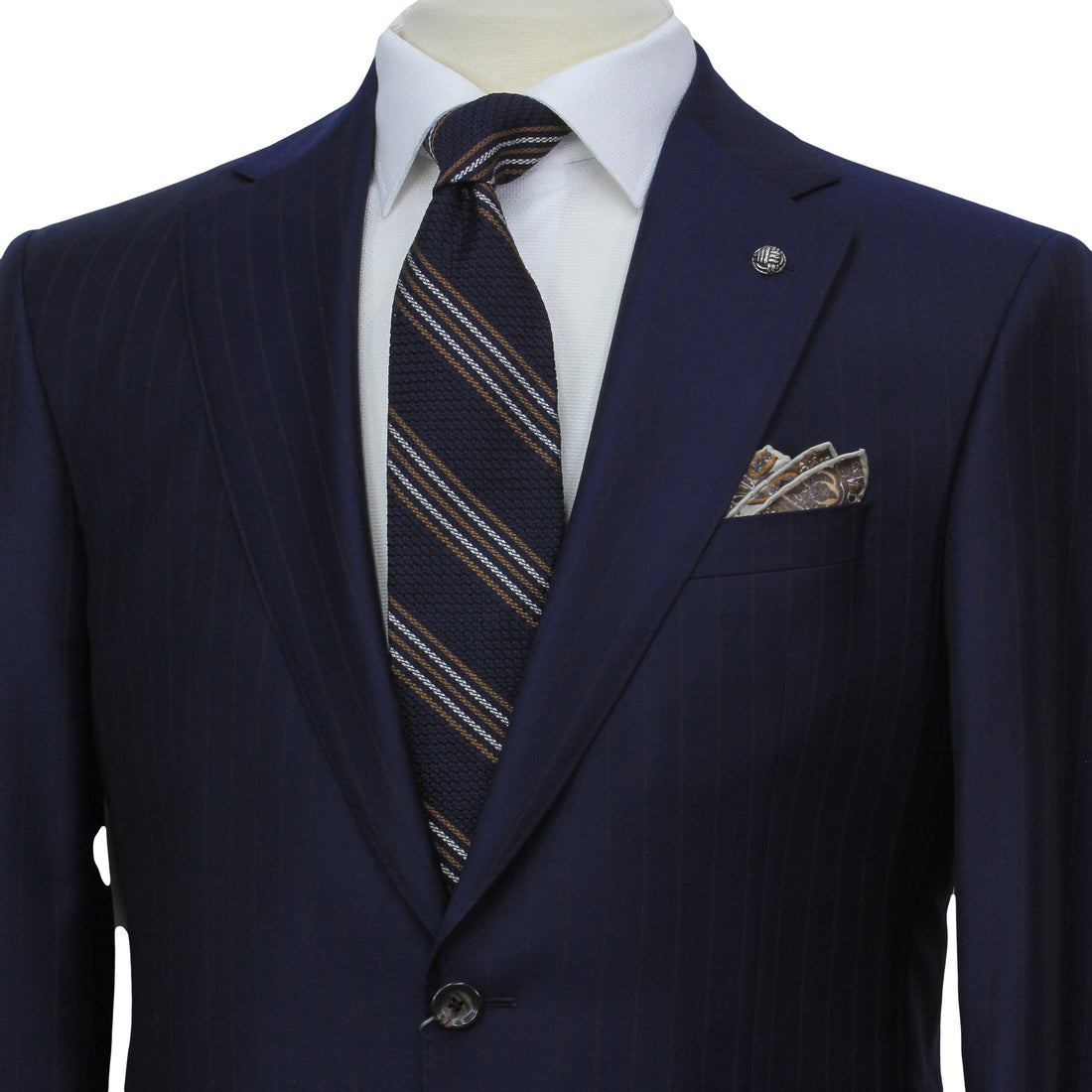 Blue Striped Loro Piana Super 170's Wool-Cashmere Modern Fit Suit - Jack Victor 1913