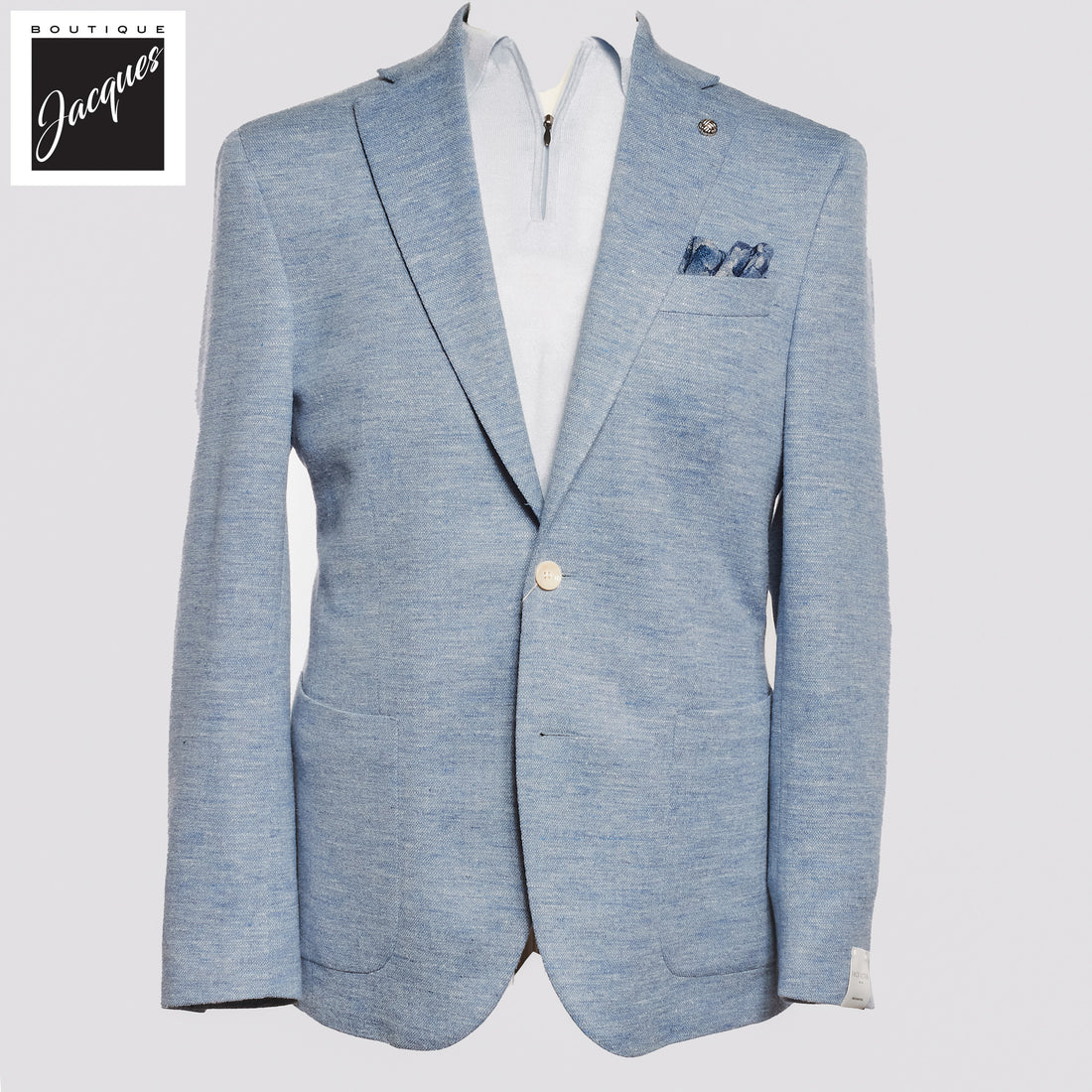 Light Blue Hartford Wool/Silk/Linen Knit Contemporary Fit Sport Jacket - Jack Victor