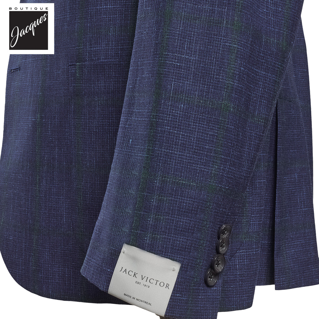 Blue Check Irving Contemporary Fit Wool Suit - Jack Victor