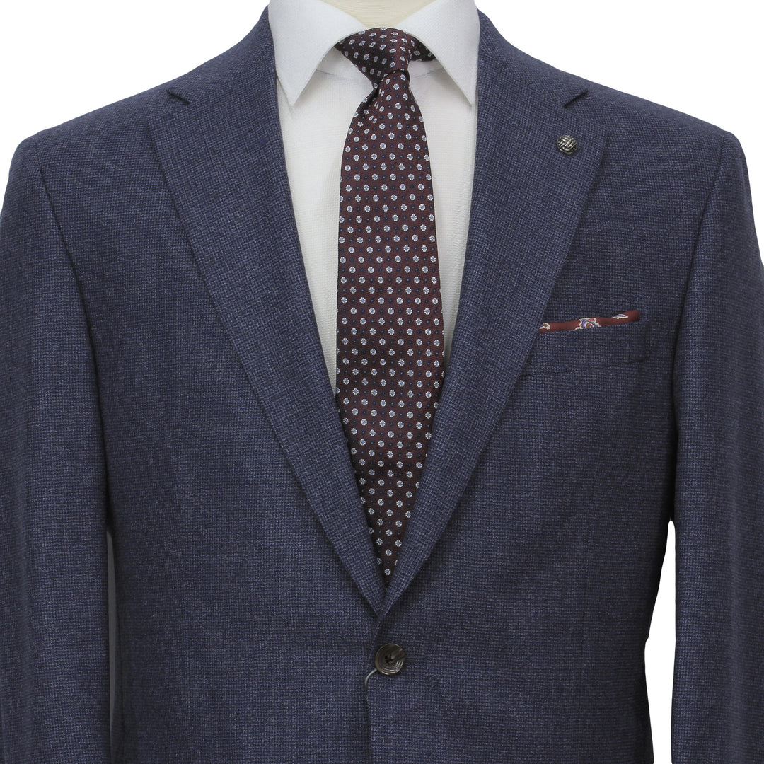 Mid Blue Micro-Patterned Esprit Modern Fit Wool Suit - Jack Victor