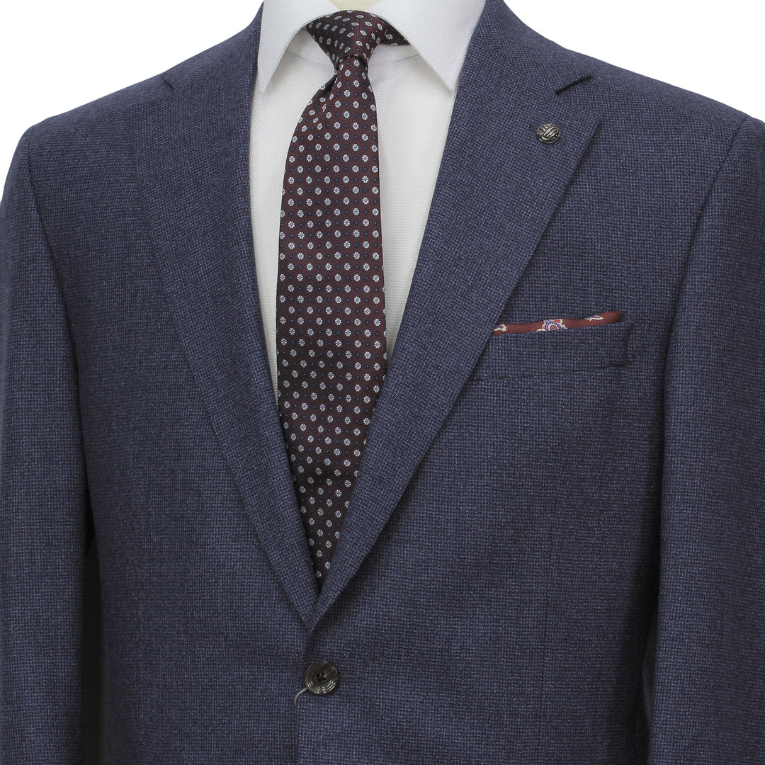 Mid Blue Micro-Patterned Esprit Modern Fit Wool Suit - Jack Victor