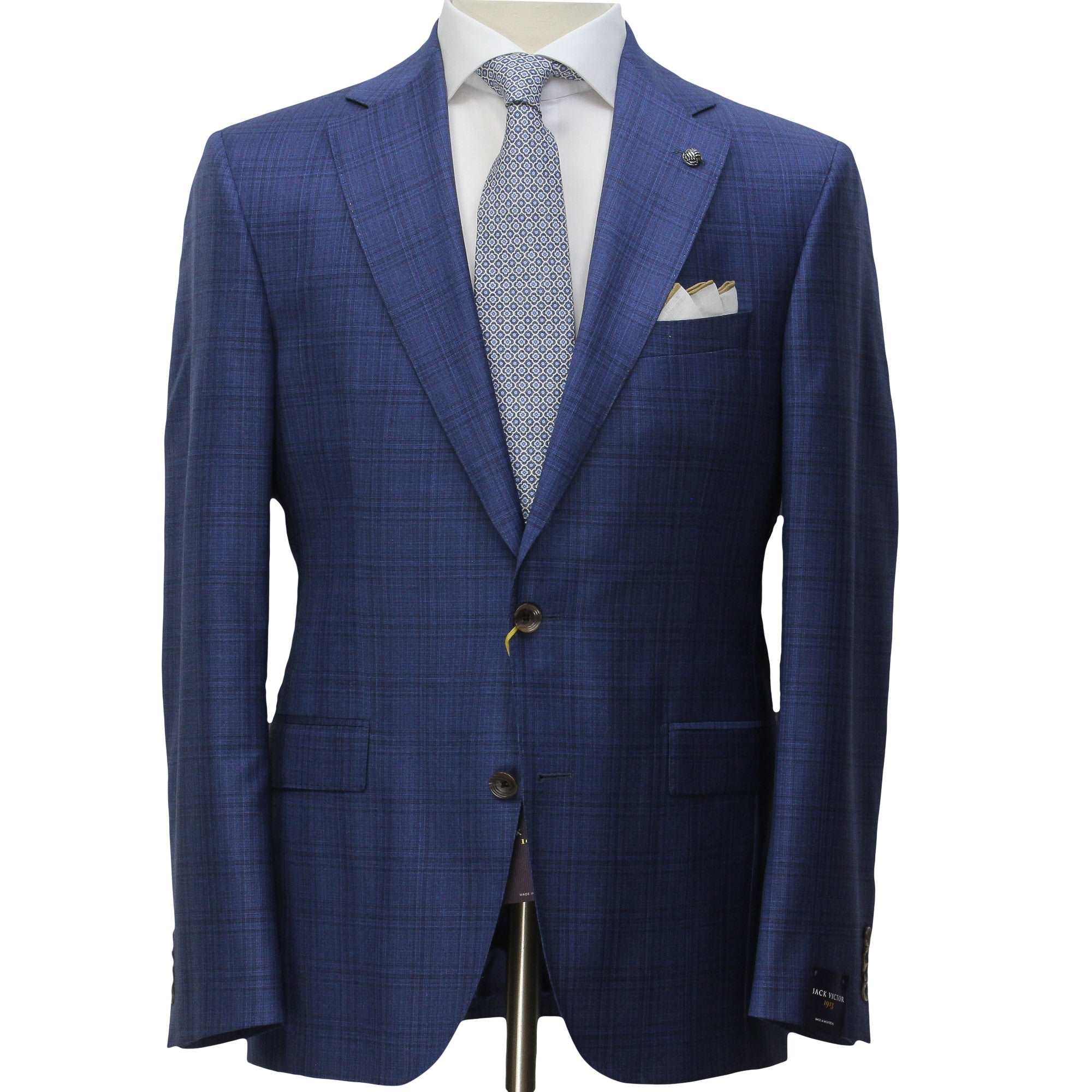 Blue Check Super 150's Loro Piana Wool Essence Modern Fit Suit - Jack Victor 1913