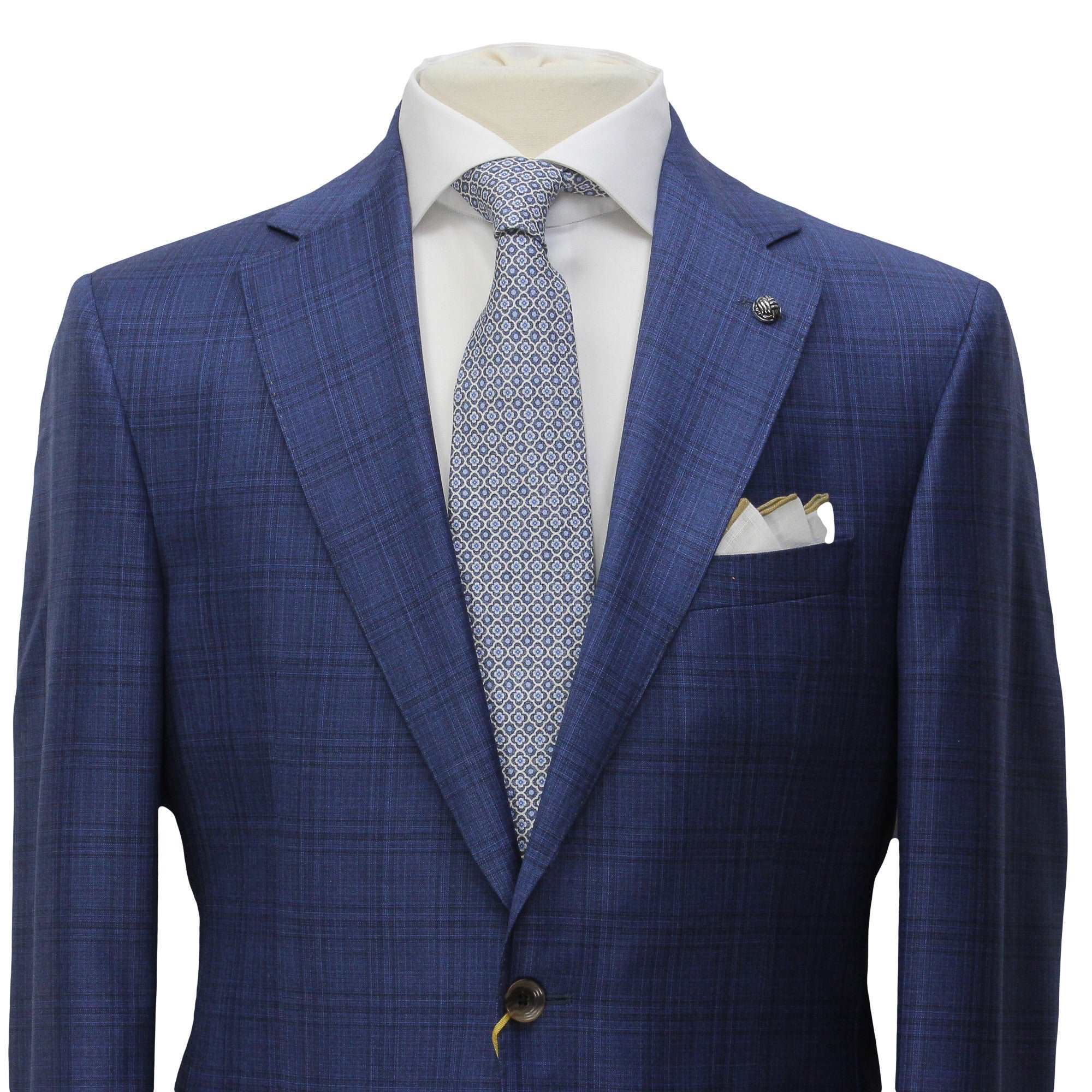Blue Check Super 150's Loro Piana Wool Essence Modern Fit Suit - Jack Victor 1913