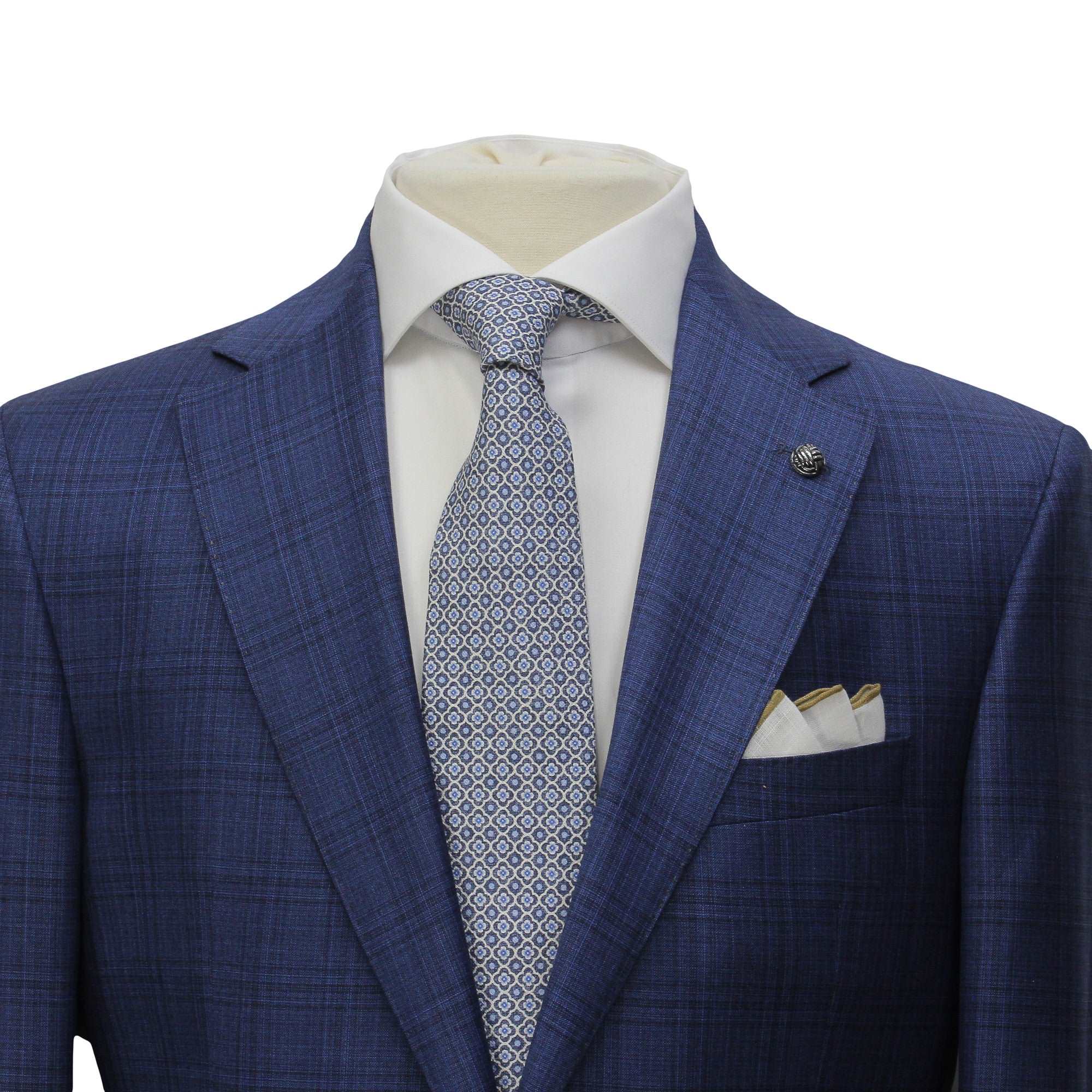 Blue Check Super 150's Loro Piana Wool Essence Modern Fit Suit - Jack Victor 1913