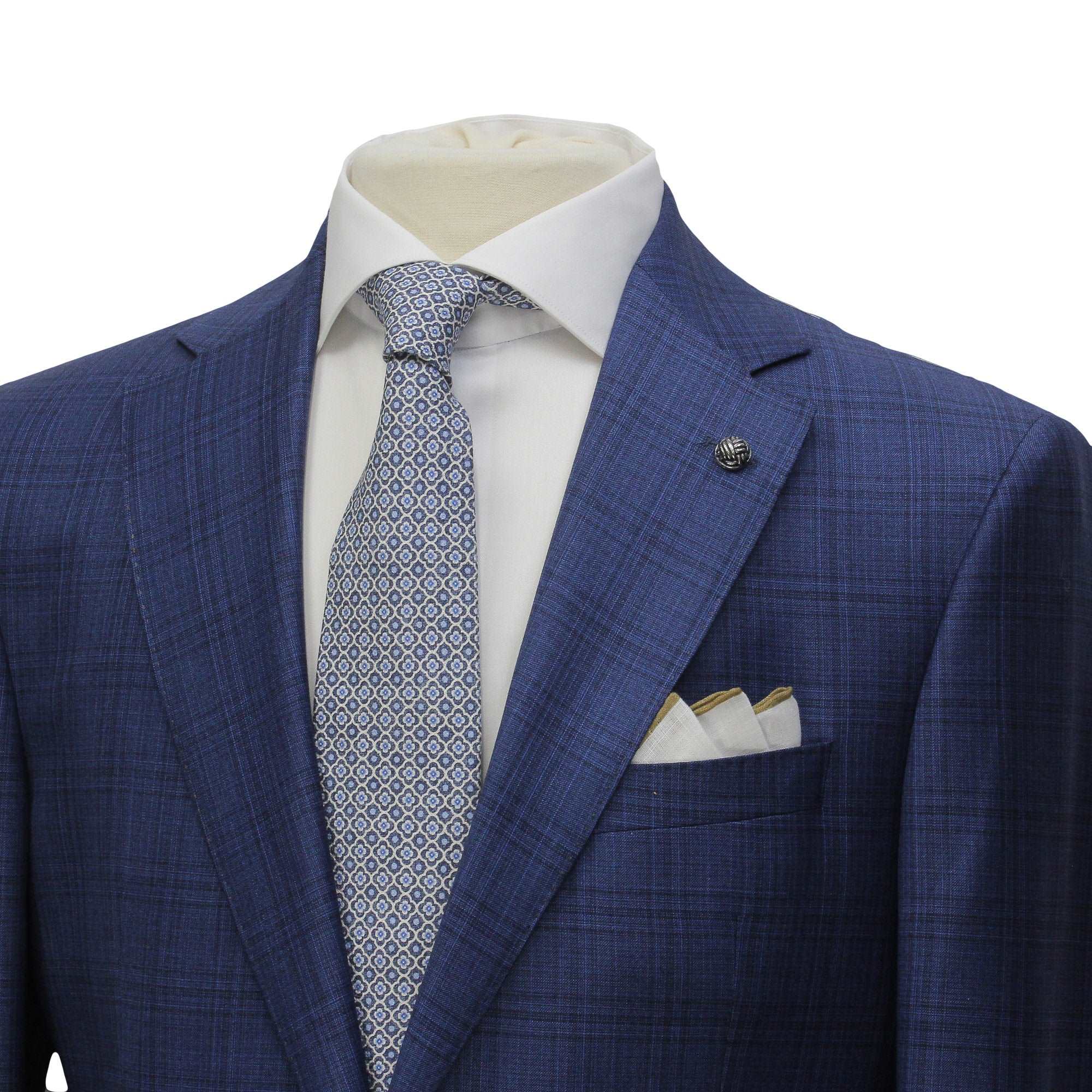 Blue Check Super 150's Loro Piana Wool Essence Modern Fit Suit - Jack Victor 1913