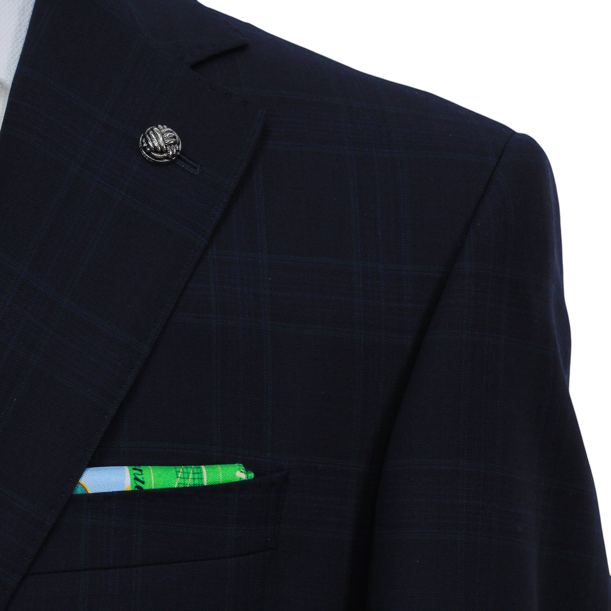 Navy Glen Check Vitale Barberis Wool Essence Modern Fit Suit - Jack Victor 1913