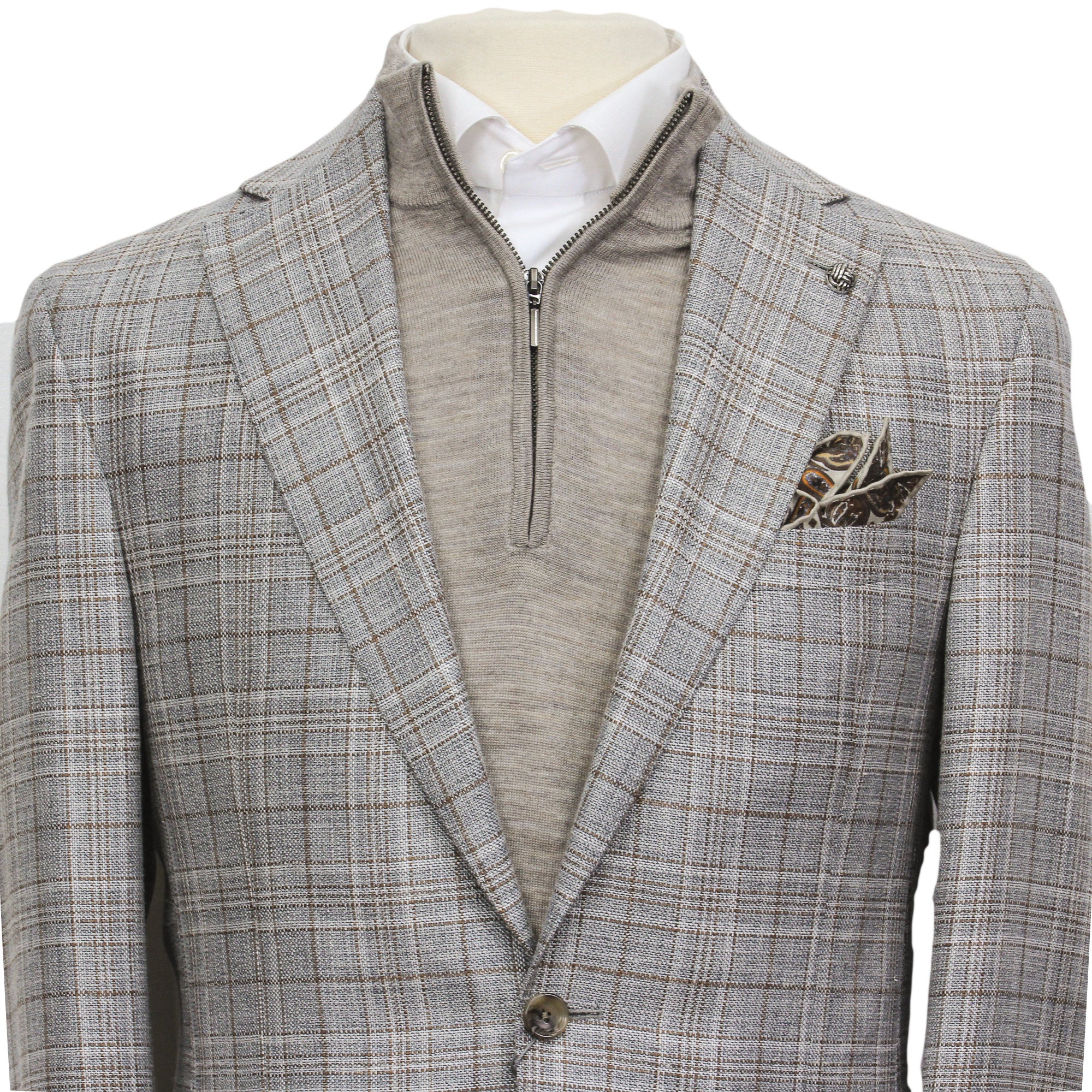 Gray Check Wool/Silk/Linen Midland Contemporary Fit Sport Jacket - Jack Victor