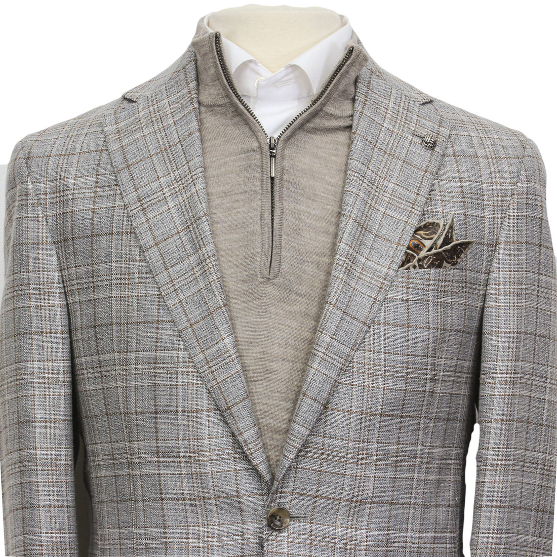 Gray Check Wool/Silk/Linen Midland Contemporary Fit Sport Jacket - Jack Victor