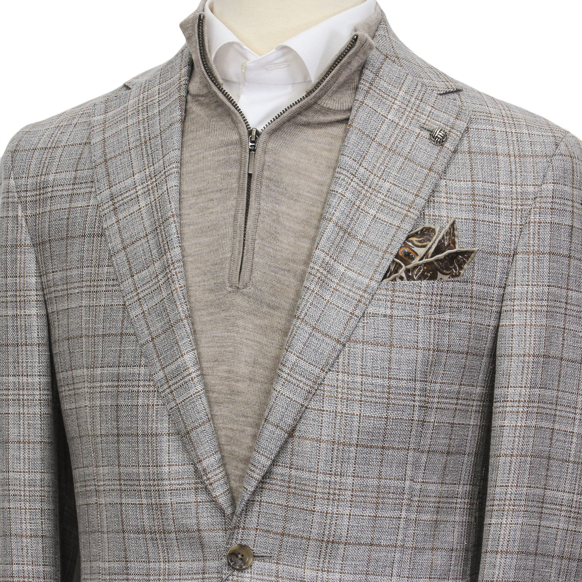 Gray Check Wool/Silk/Linen Midland Contemporary Fit Sport Jacket - Jack Victor
