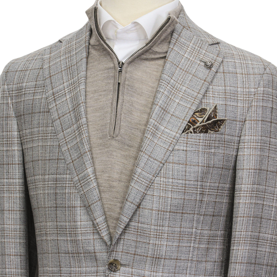 Gray Check Wool/Silk/Linen Midland Contemporary Fit Sport Jacket - Jack Victor