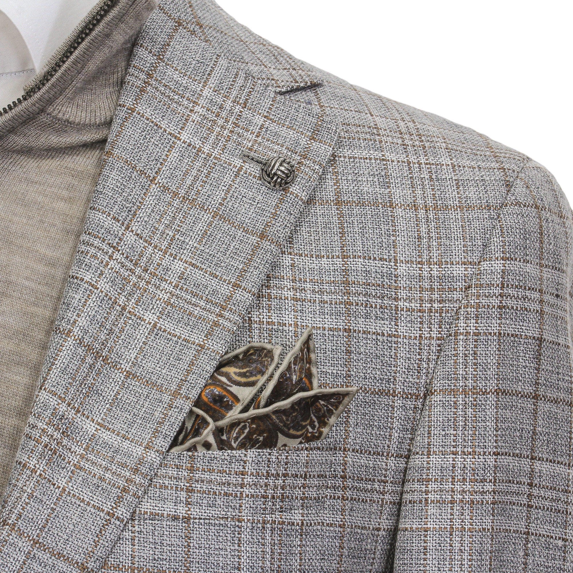 Gray Check Wool/Silk/Linen Midland Contemporary Fit Sport Jacket - Jack Victor