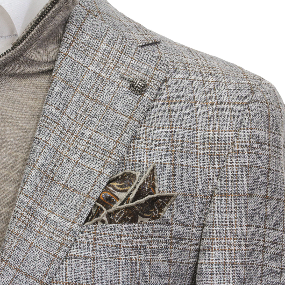 Gray Check Wool/Silk/Linen Midland Contemporary Fit Sport Jacket - Jack Victor