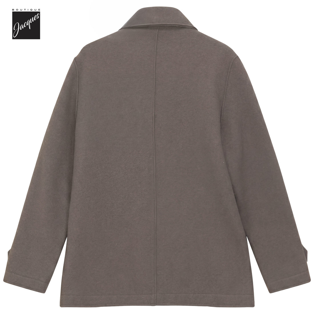 Taupe boiled wool laser-cut double-breasted caban coat by Phil Petter