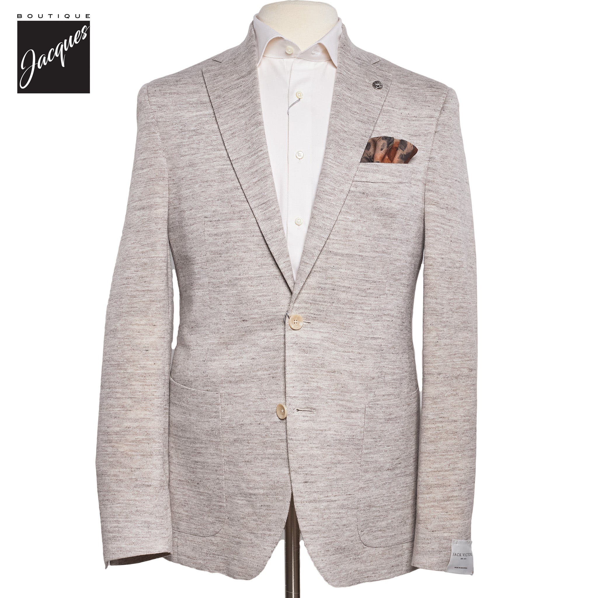 Oatmeal Mouline Knit Linen/Wool/Silk Hartford Contemporary Fit Sport Jacket - Jack Victor