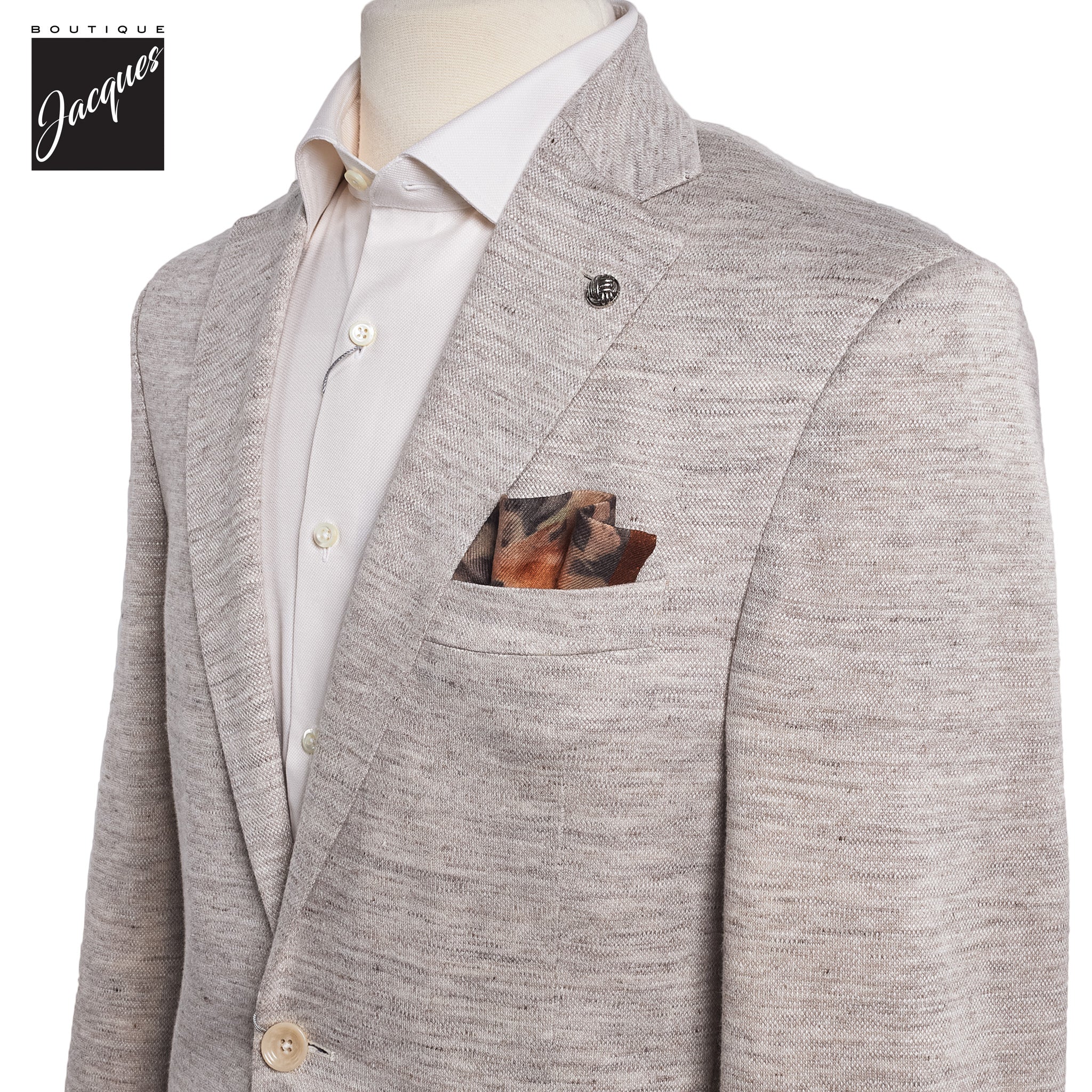 Oatmeal Mouline Knit Linen/Wool/Silk Hartford Contemporary Fit Sport Jacket - Jack Victor