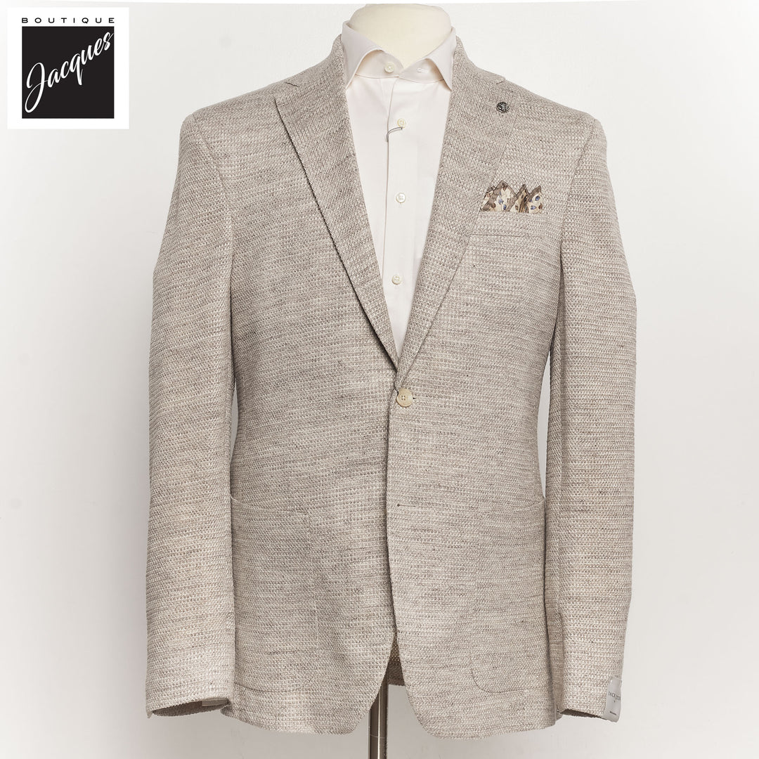 Oatmeal Woven Knit Linen/Wool/Silk Hartford Contemporary Fit Sport Jacket - Jack Victor