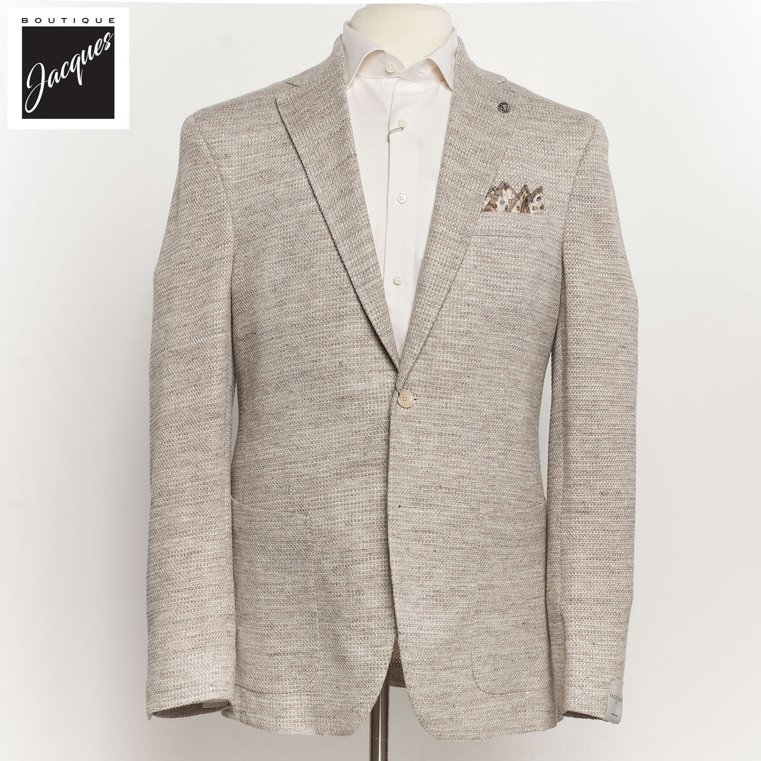 Oatmeal Woven Knit Linen/Wool/Silk Hartford Contemporary Fit Sport Jacket - Jack Victor