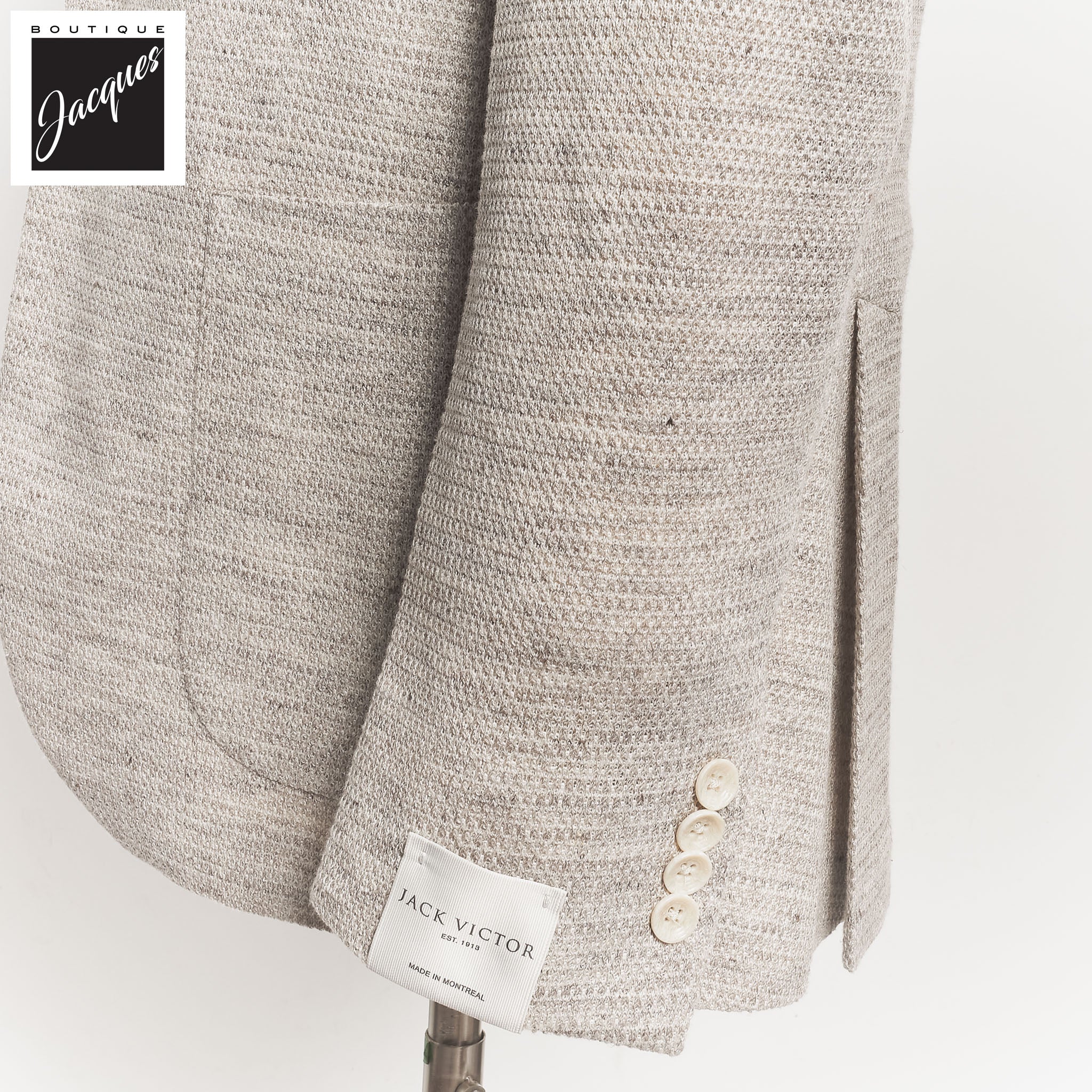 Oatmeal Woven Knit Linen/Wool/Silk Hartford Contemporary Fit Sport Jacket - Jack Victor
