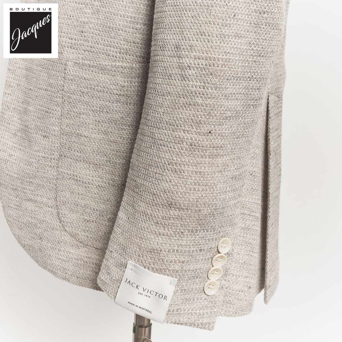 Oatmeal Woven Knit Linen/Wool/Silk Hartford Contemporary Fit Sport Jacket - Jack Victor