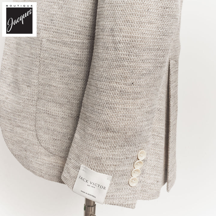 Oatmeal Woven Knit Linen/Wool/Silk Hartford Contemporary Fit Sport Jacket - Jack Victor