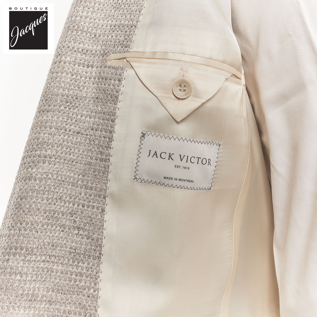 Oatmeal Woven Knit Linen/Wool/Silk Hartford Contemporary Fit Sport Jacket - Jack Victor