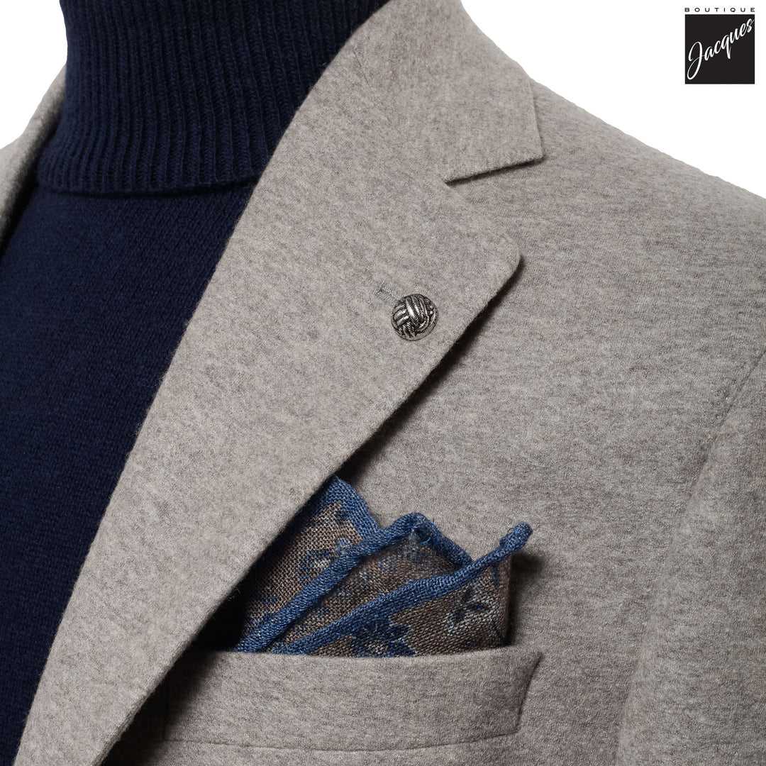 Taupe Pure Knitted Cashmere Darwin Contemporary Fit Sport Jacket - Jack Victor