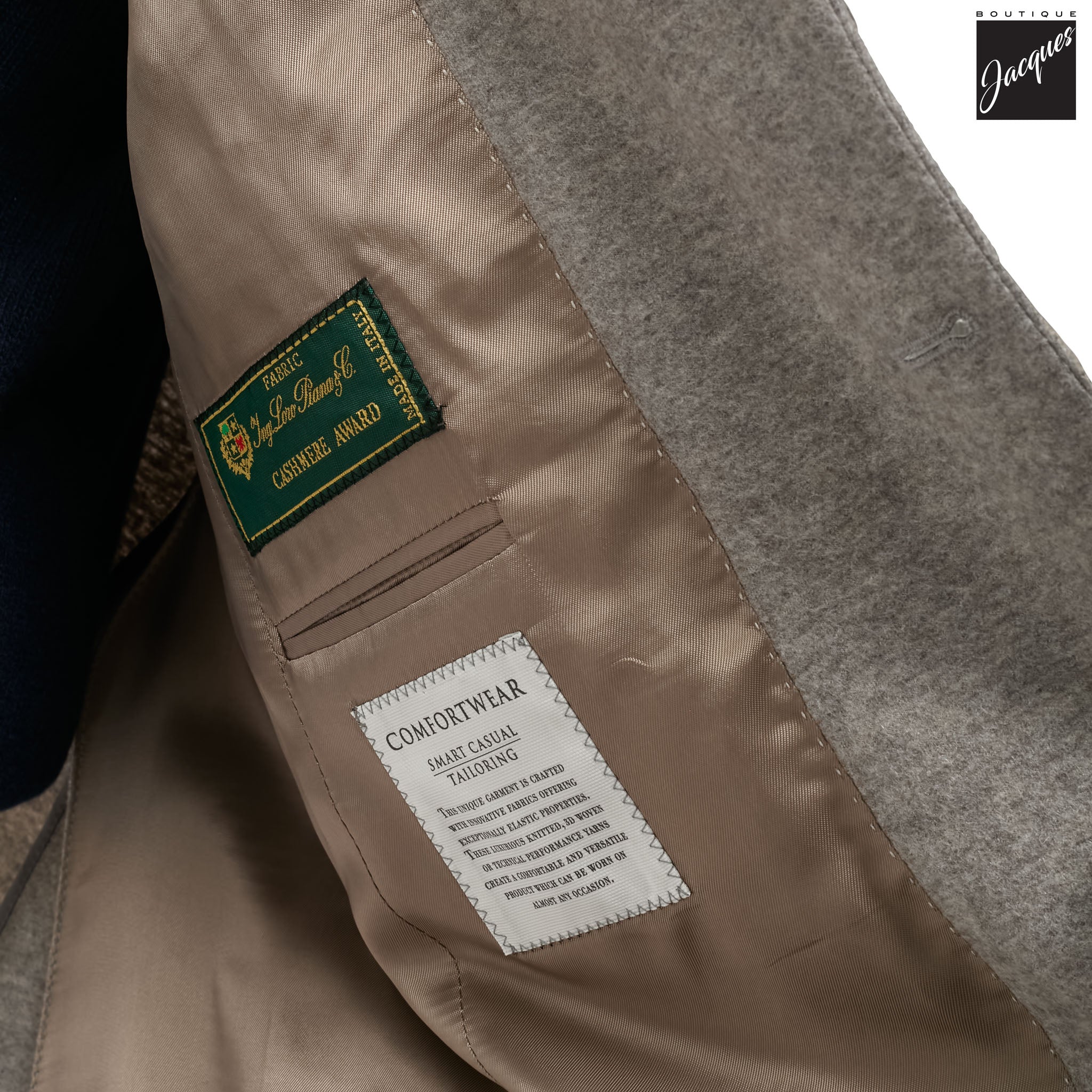 Taupe Pure Knitted Cashmere Darwin Contemporary Fit Sport Jacket - Jack Victor
