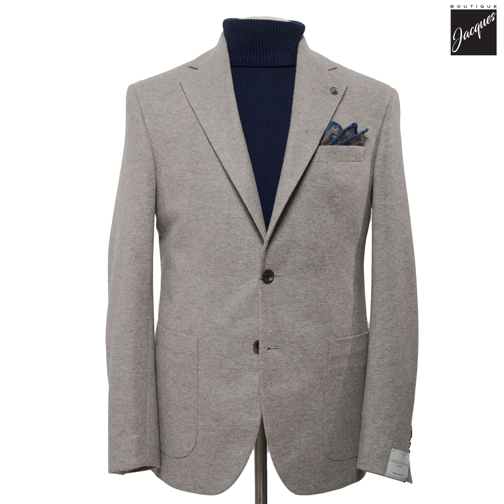 Taupe Pure Knitted Cashmere Darwin Contemporary Fit Sport Jacket - Jack Victor