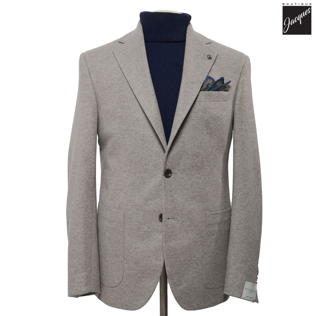 Taupe Pure Knitted Cashmere Darwin Contemporary Fit Sport Jacket - Jack Victor