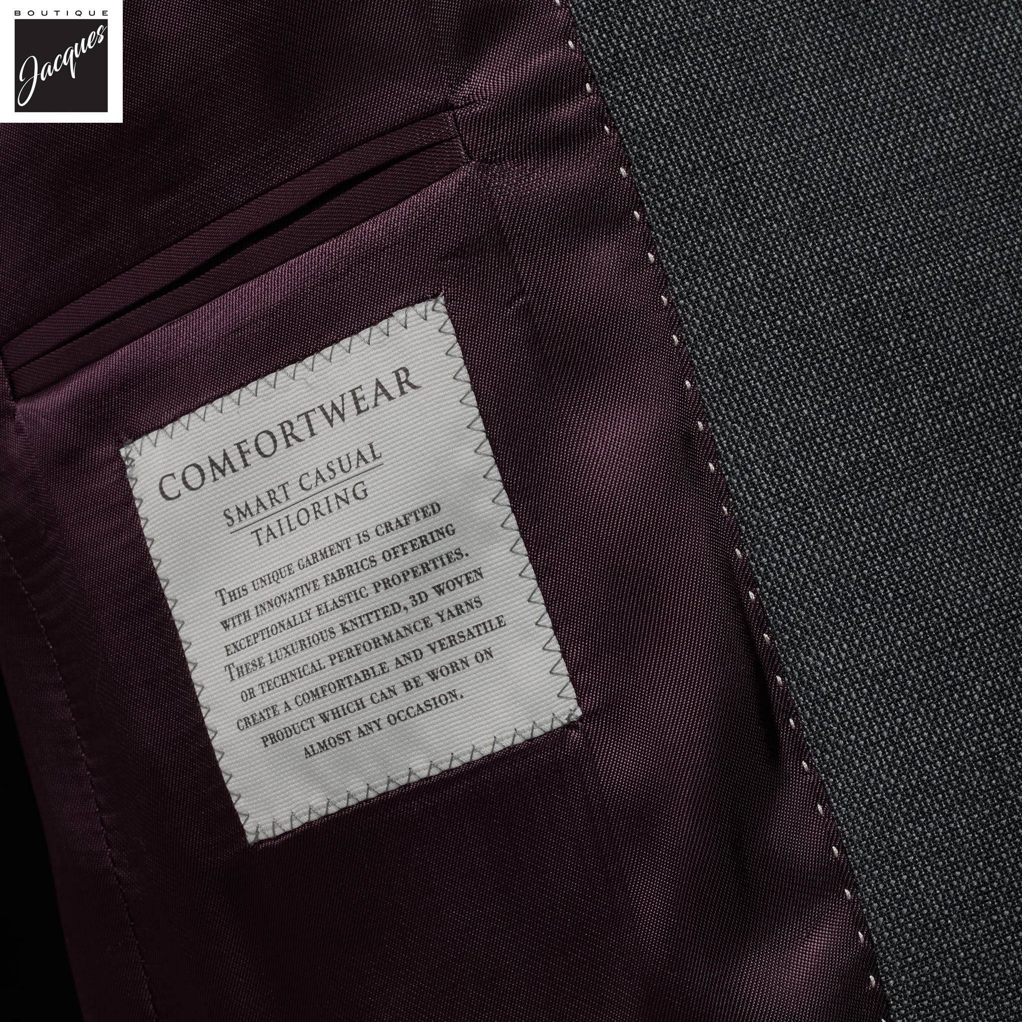 Charcoal Semi-Solid Wool Stretch Dean Contemporary Fit Suit - Jack Victor
