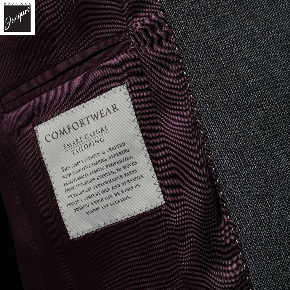 Charcoal Semi-Solid Wool Stretch Dean Contemporary Fit Suit - Jack Victor