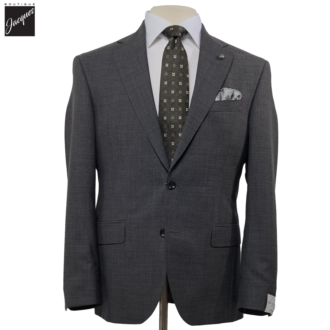 Charcoal Semi-Solid Wool Stretch Dean Contemporary Fit Suit - Jack Victor