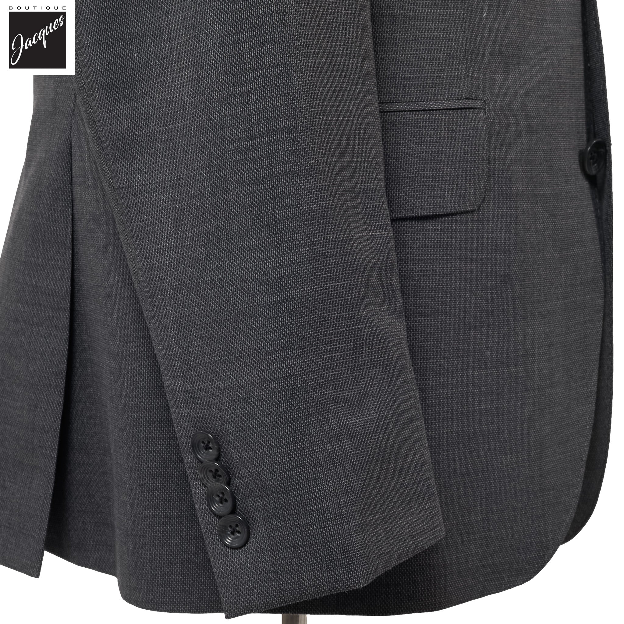 Charcoal Semi-Solid Wool Stretch Dean Contemporary Fit Suit - Jack Victor