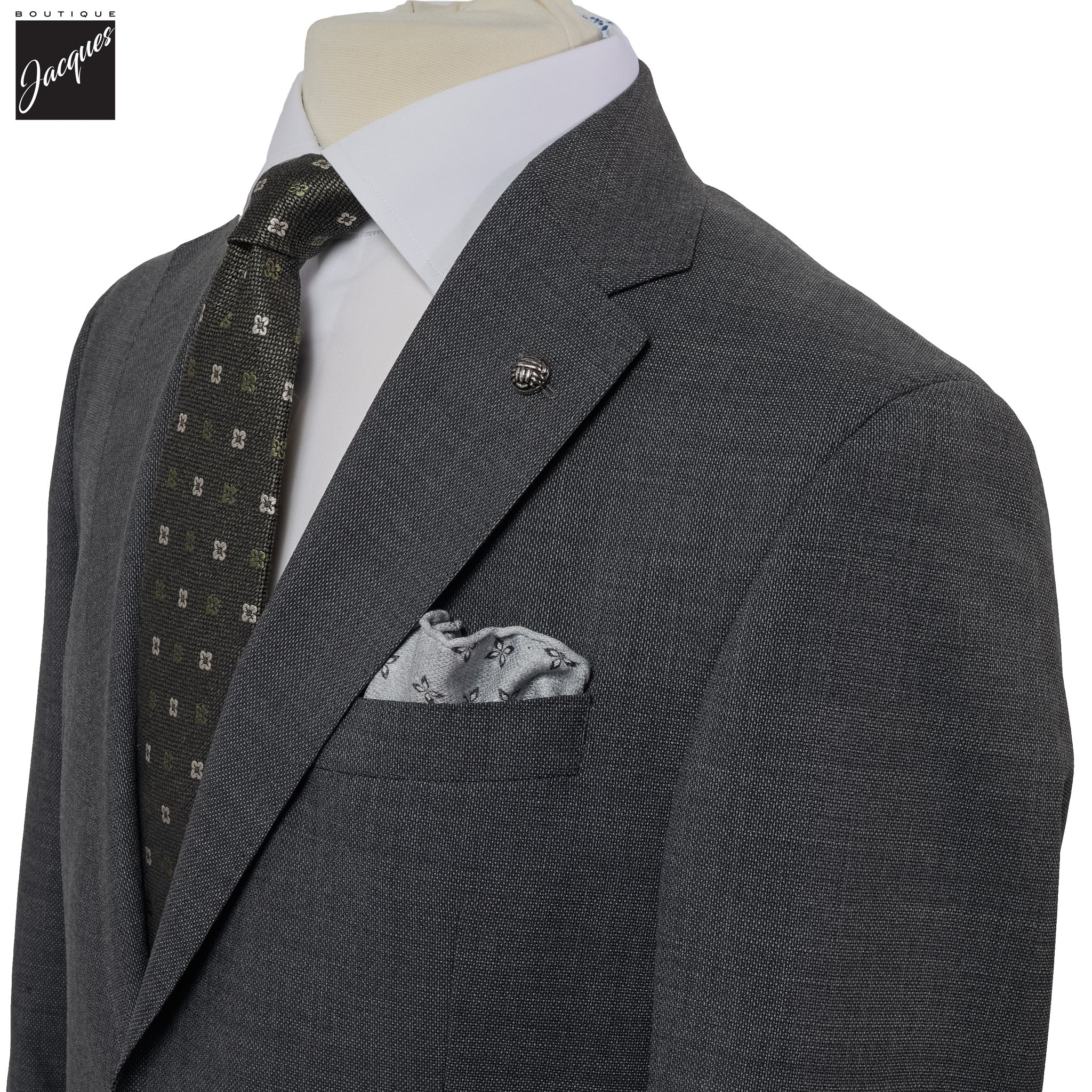 Charcoal Semi-Solid Wool Stretch Dean Contemporary Fit Suit - Jack Victor