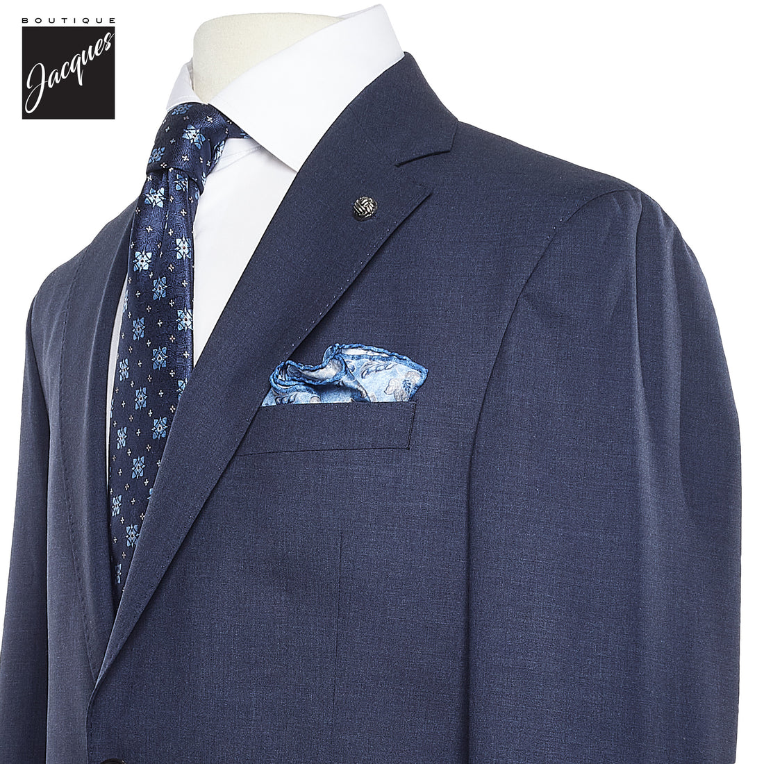 Blue Solid Smart-Twist Wool Stretch Dean Contemporary Fit Suit - Jack Victor