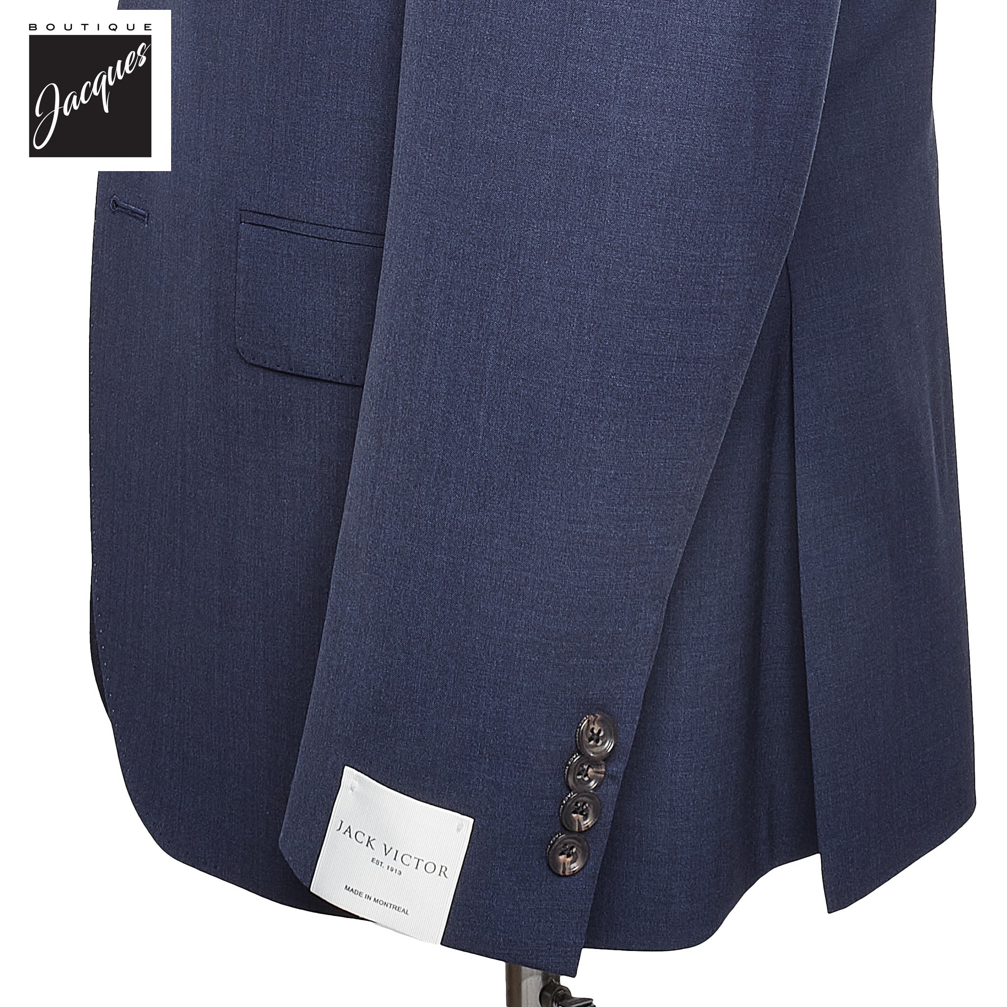 Blue Solid Smart-Twist Wool Stretch Dean Contemporary Fit Suit - Jack Victor