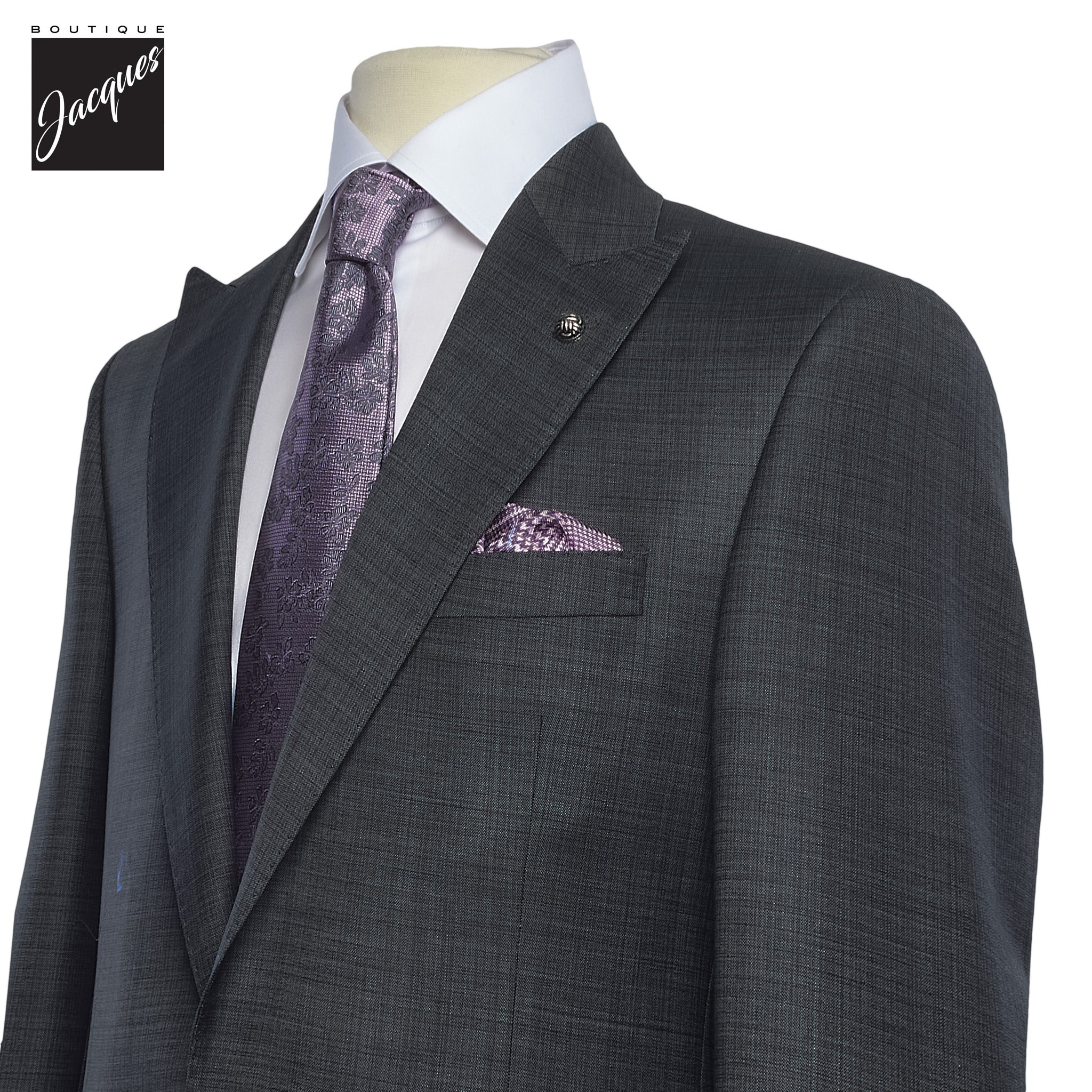 Dark Gray Neat Super 130s Wool Engel Modern Fit Suit - Jack Victor