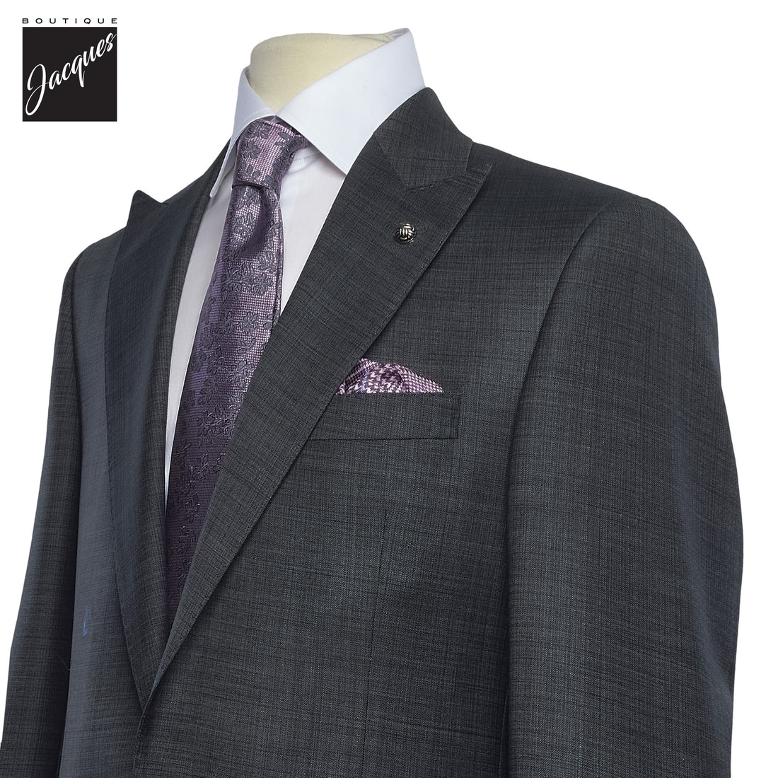 Dark Gray Neat Super 130s Wool Engel Modern Fit Suit - Jack Victor